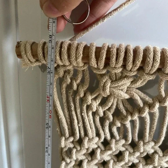 Adorable cream boho macrame hanging piece 38” - Picture 3 of 5